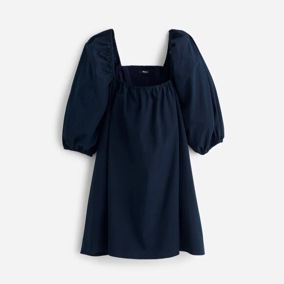 Madewell Square-Neck Puff-Sleeve Mini Dress NWT in navy - Picture 1 of 6